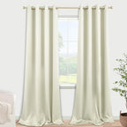 KOUFALL Cream Blackout Curtains 100 Inches Long 2 Panels Set for Living Room, Thermal Insulated Extra Long Grommet Top Drapes for Bedroom, Ivory/Cream Beige - Image 3
