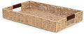 Summit Living Handwoven Multipurpose Rectangle Rattan Tray, 20” x 12” – Durable Wicker Tray with Leather Handles for Home Decor Display by SummitLiving