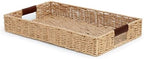 Summit Living Handwoven Multipurpose Rectangle Rattan Tray, 20” x 12” – Durable Wicker Tray with Leather Handles for Home Decor Display by SummitLiving