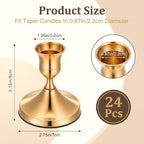 24Pcs Brass Gold Taper Candle Holders Small Low Candlestick Holders - Image 2