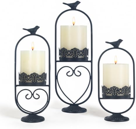 Gothic Candle Holder Set of 3, Black Candle Holders Halloween - Image 2