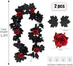RECUTMS Artificial Black Garland Hanging Vine Artificial Red Floral Garland - Image 2