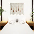 Youngeast Large Macrame Wall Hanging Boho Woven Tapestry Bohemian Macrame Wall Decor Handmade Tassel Tapestry Home Decoration for Bedroom Living Room 39"X31" (Wood Dowels Not Included) (Beige) - Image 4