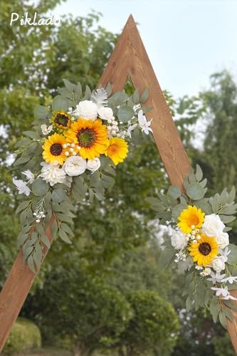 Faux Flower Swag Set of 2 for Wedding Welcome Signs Floral Swag Wedding Reception Ceremony Signs Decor (Sunflower & White) - Image 3
