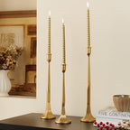 Iron Taper Candle Holder Set of 3 15.5" 14" 12" Decorative Modern Vintage Metal Tall Candlestick Holders for Wedding, Dinning Table,Mantle, Party Decoration（3, Antique Brass） - Image 7