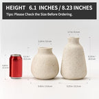 Ceramic Vase Set of 2 for Home Decor, Handcrafted Sesame Dot White Rustic Terracotta Vases, Vintage Farmhouse Decor, Minimalist Decorative Vases for Table Centerpiece Fireplace Nightstand Decoration - Image 2