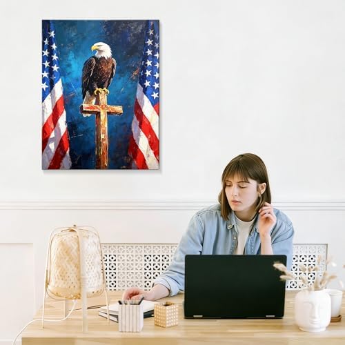 HomeifHue July 4th Patriotic Canvas Wall Art 4th of July USA Decorations American Flag Painting Picture Eagle Pictures for Wall Decor Independence Day Home Decor（F1 24x36in） - Image 7