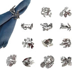 Bakayoyo Elegant Vintage Silver Herb Napkin Rings Set of 12 - Glossy Leaf Napkin Holders, Metal Table Adornment for Christmas, Thanksgiving, Weddings & Holiday Parties by Unknown
