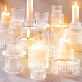 12 Pcs Glass Candlestick Holders Taper Candle Holders for Table Centerpieces, Wedding Decor and Dinner Party, Clear by %E2%80%8B%E2%80%8BPawCozy%E2%80%8B%E2%80%8B