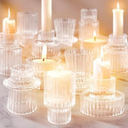12 Pcs Glass Candlestick Holders Taper Candle Holders for Table Centerpieces, Wedding Decor and Dinner Party, Clear by %E2%80%8B%E2%80%8BPawCozy%E2%80%8B%E2%80%8B