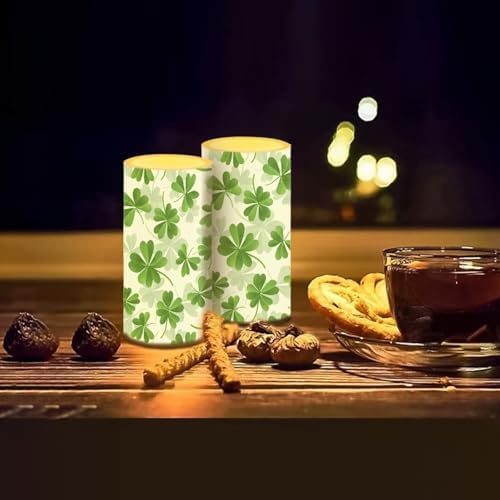 St Patricks Day Candles Battery Operated Flameless Candles with Remote Fall Decorations LED Fake Candles for Home Bedroom Irish Lucky Day Leaves Table Decor 3 inch Set of 2 - Image 7