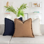 ZWJD Pillow Covers 26x26 Set of 2 Camel Throw Pillow Covers with Fringe Chic Cotton Decorative Pillows Square Cushion Covers for Sofa Couch Bed Living Room Farmhouse Boho Decor - Image 5