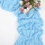 20 Pack Light Blue Table Runner 10Ft Cheesecloth Table Runner Boho Gauze Table Runner Long Cheese Cloth Table Runner Romantic Sheer Fabric Table Runners for Wedding Party Bridal Shower - Image 7