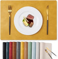 MOSAYT Vinyl Faux Leather Placemats, Set of 8, Yellow by MOSAYT