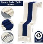 8 Set Boho Placemats with Table Runner, Scalloped Woven, Blue - Image 5