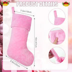 12 Pcs Christmas Stocking 18" Plush,Pink - Image 2