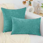 decorUhome Soft Chenille Turquoise Throw Pillow Covers 26X26 Set of 2 - Image 7