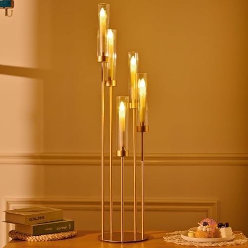 6PCS 5 Arm Gold Candle Holders for Wedding Table Centerpieces,39.37'' Tall - Image 7