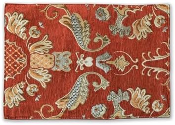 Extra Luxury Dinner Placemats Set of 6,with Vintage Damask Jacquard Design for Dining Room,Living Room,Home Decor,Elegant Beaded Tapestry (X-Red, 6 Piece 13×18 Placemats) - Image 4