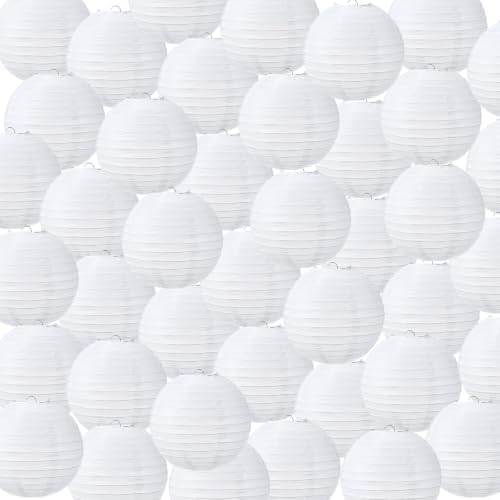 Treela 72 Pack White Chinese Paper Lanterns for Wedding Party Decor, 6" by Treela