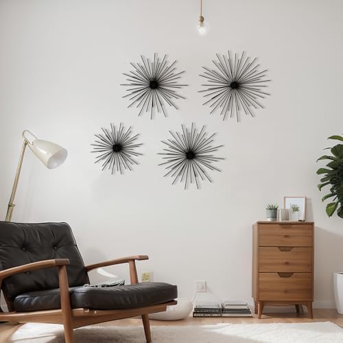 Shimeyao 4 Pcs Black Starburst Wall Decor Metal 3D Spike Wall Art Set - Image 5