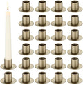 FoldTier 24 Pcs Bronze Taper Candle Holders Bulk for 0.98 Inch Pillar by FoldTier