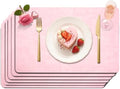 Maxpearl Faux Leather Placemats Set of 6, Easy to Clean, Light Pink by Maxpearl
