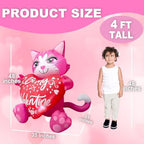 4FT Valentine's Day Inflatables Cute Pink Cat with Heart Decorations Built-in LED Lighted Blow Up Decor Indoor Outdoor Holiday Art Decor Romantic Gift for Anniversary Wedding Party - Image 2