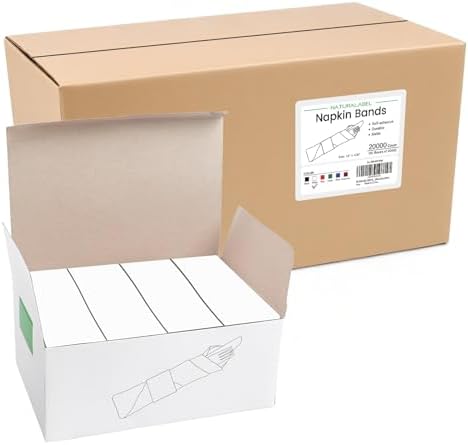 NATURALABEL Self-Adhesive Napkin Bands, Bulk Pack of 20,000, White by NATURALABEL