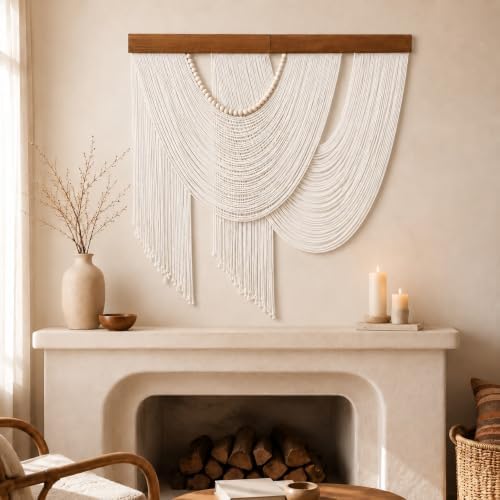 Large Macrame Wall Hanging, 31.5 x 31.5 Inch Boho Wall Decor Tapestry，Beige - Image 2
