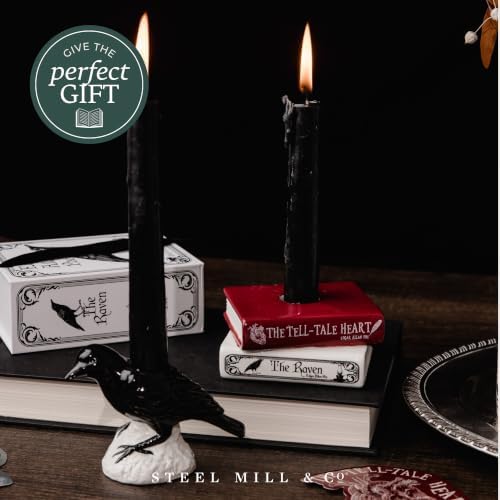 Steel Mill & Co. Ceramic Tapered Candle Holder Set of 2, The Raven - Image 4