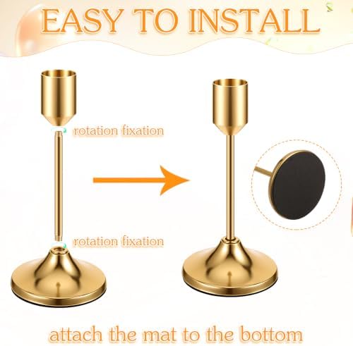 24PCS Brass Gold Candlestick Holders, Metal Taper Candle Holders - Image 3