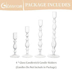Glasseam Glass Tapered Candlestick Holders, 4Pcs Tall Taper for Table Decor - Image 6
