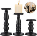 3 Pcs Black Metal Pillar Candle Holders Set, Rustic Farmhouse Iron Candlestick Holders, Decorative Candlestick for Table Centerpiece, Wedding, Home by Unknown