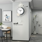 Large Decorative Wall Clock Silent Battery Operated with Pendulum - Image 2