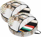 36 Inch Round Storage Bag 2 Pack,Easter Rabbit Wreath Colorful Egg Waterproof Wreath Storage Container with Handles&Zipper Spring Meadow Wild Flower Closet Organizer Bags Garland Box - Image 2