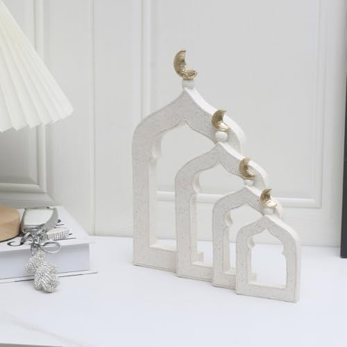 Islamic Cultural Decor Collection - Handcrafted Resin Mosque Models & Tower Ornaments for Home/Office Display Ramadan Decoration (4-Door) - Image 7