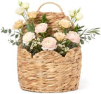 Door Basket Scalloped Hanging Storage Basket,Water Hyacinth Woven Wall Baskets for Front Door Decor, Hangable Storage Organize for Flowers,Planter,Mails,Wicker Baskets for Organizing Garden - S by STYLAVE