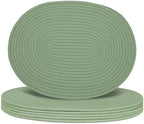 Oval Woven Placemats Set of 6, Boho Cotton Rope Braided Table Mats, 17x13 Inches Non Slip Heat Resistant Place Mats for Dining Room, Thick Hot Pads for Farmhouse Kitchen Table Decor. (Green) by Welcometobuy