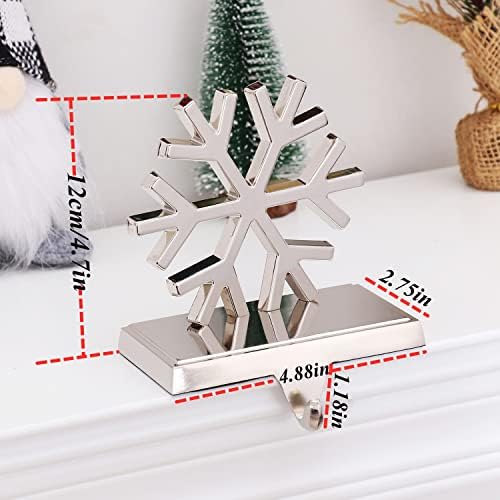 2 Set Snowflake Stocking Holders for Mantle Xmas Silver Snowflake Stocking holder Christmas Snowflake Stocking Holder for Fireplace Mantle Weighted Stocking Hooks for Mantle (Silver Snowflake,2) - Image 3