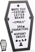 Nomnu Coffin Letter Board, White Goth Decor w/Bat Stickers, Spooky Emojis by Nomnu