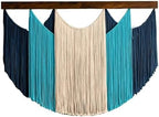 Macrame Wall Hanging 120 x 85cm Woven Tapestry Modern Fiber Wall Art Decor | Boho Tapestry Macrame Wall Art Decor, Large Dip Dyed Yarn Tapestry Craftsmanship for Bedroom Living Room Ornament (Blue) - Image 3