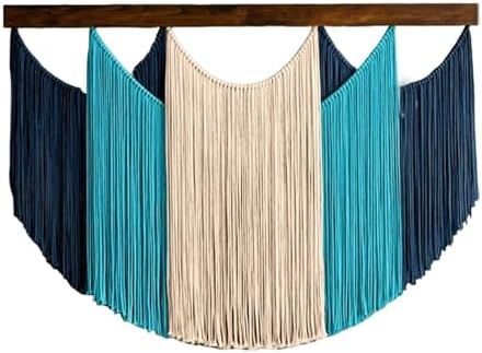 Macrame Wall Hanging 120 x 85cm Woven Tapestry Modern Fiber Wall Art Decor | Boho Tapestry Macrame Wall Art Decor, Large Dip Dyed Yarn Tapestry Craftsmanship for Bedroom Living Room Ornament (Blue) - Image 3