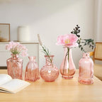Pink Bud Vases in Bulk 12, Vintage Small Vases for Flowers, Clear Mini Glass Vase for Centerpieces, Decorative Embossed Flower Vase for Wedding Table Decoration, Baby Shower, Birthday Party - Image 5