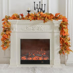 PARTY JOY 6PCS Orange Leaf Garland, 5.6Ft Halloween Garland Artificial Maple Leaf Autumn Hanging Fall Vines Thanksgiving Decorations Fall Decor - Image 2