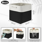 meekoo 8 Pack Fabric Storage Bins Baskets, 12 x 12 x 12 in, Black White - Image 3