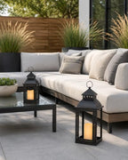 NEEDOMO LED Lanterns Decorative Outdoor&Indoor, Set of 2 Large Bronze Metal Lantern Decor with LED Candle, Lantern Decor for Porch, Patio, Garden, Balcony, Wedding, Spring Decorations (NO Glass) - Image 2