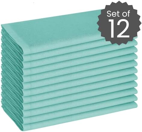 Cotton Clinic Cloth Dinner Napkins - Perfect Everyday Use Table Napkins - Soft Durable Washable - Ideal for Party Wedding Christmas Easter - Set of 12-20x20 inches Aqua Blue Napkins - Image 2