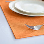 Linen Placemats Set of 8, Machine Washable, Heat Resistant, Wrinkle Free, Thick Polyester Kitchen Place Mats for Dining Table (Orange) - Image 2