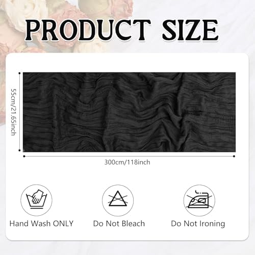 20 Pack Black Cheesecloth Table Runner 20 x120 Inch - 10FT Boho Rustic Gauze Cheese Cloth Table Runner for Wedding, Anniversary, Baby Shower, Easter, Spring Home Decor - Image 3